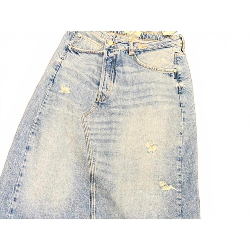 NWT We the Free by Free People Distressed Denim Midi Skirt sz 12 - Picture 3 of 8